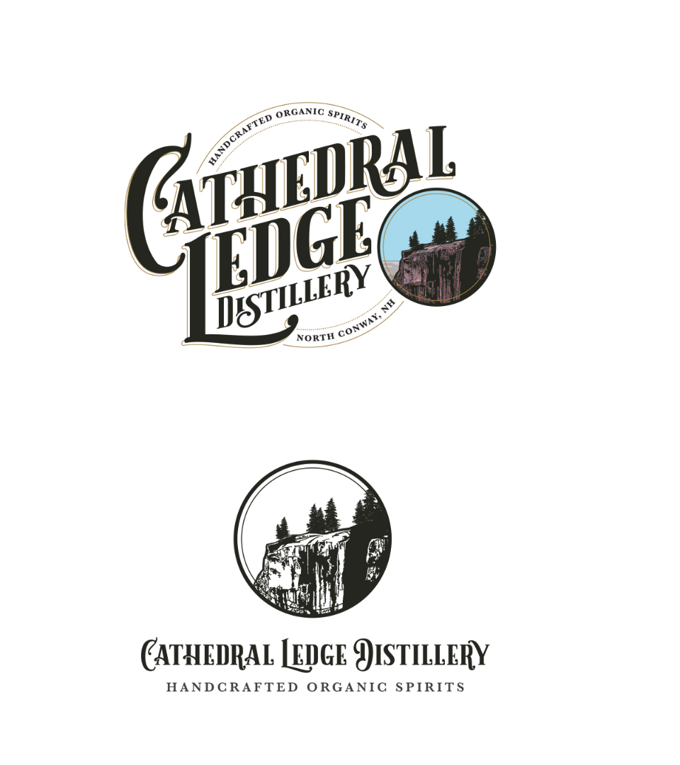 Cathedral Ledge Distillery on white background