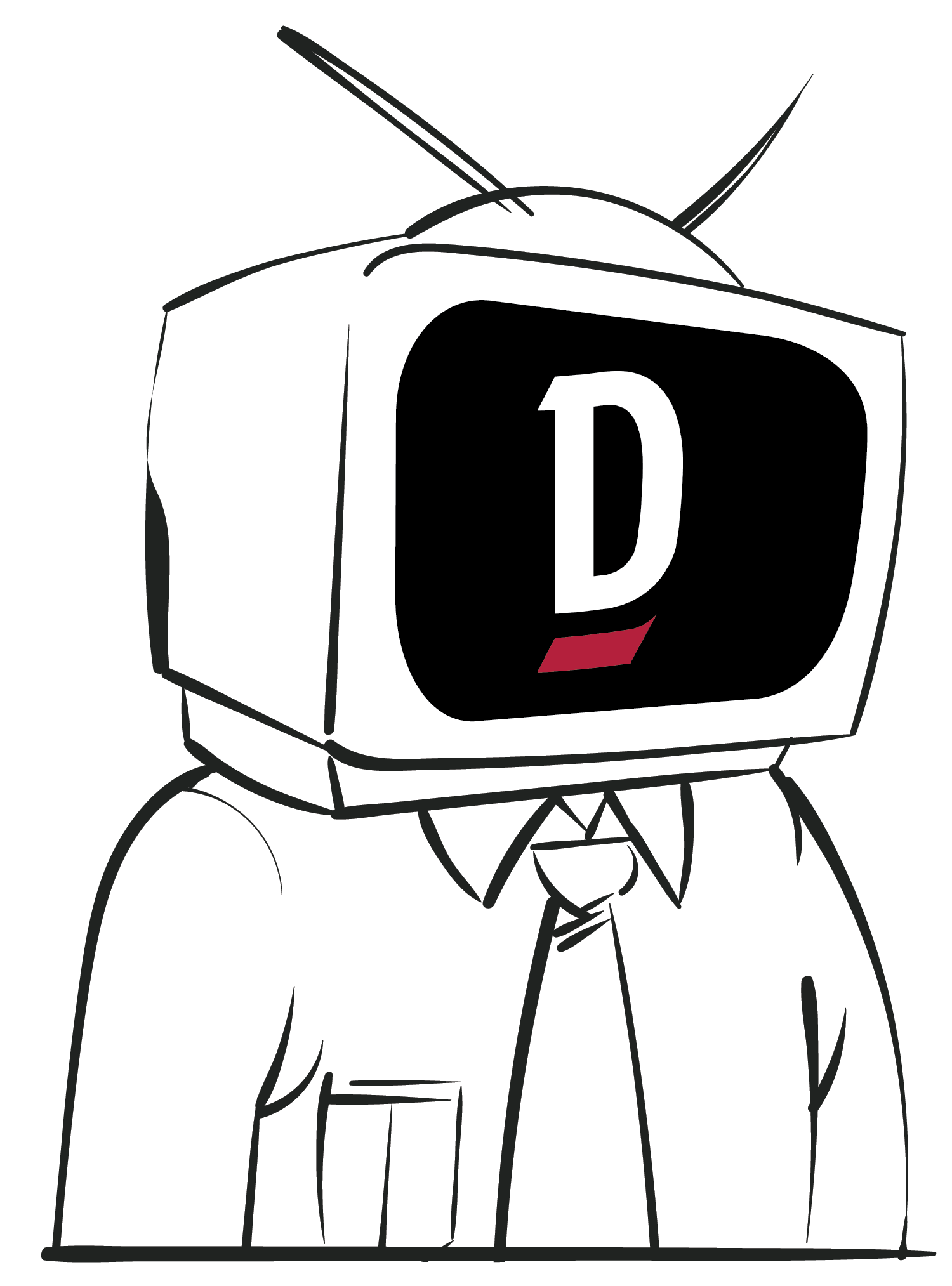 TV Head doodle with Red Drive icon